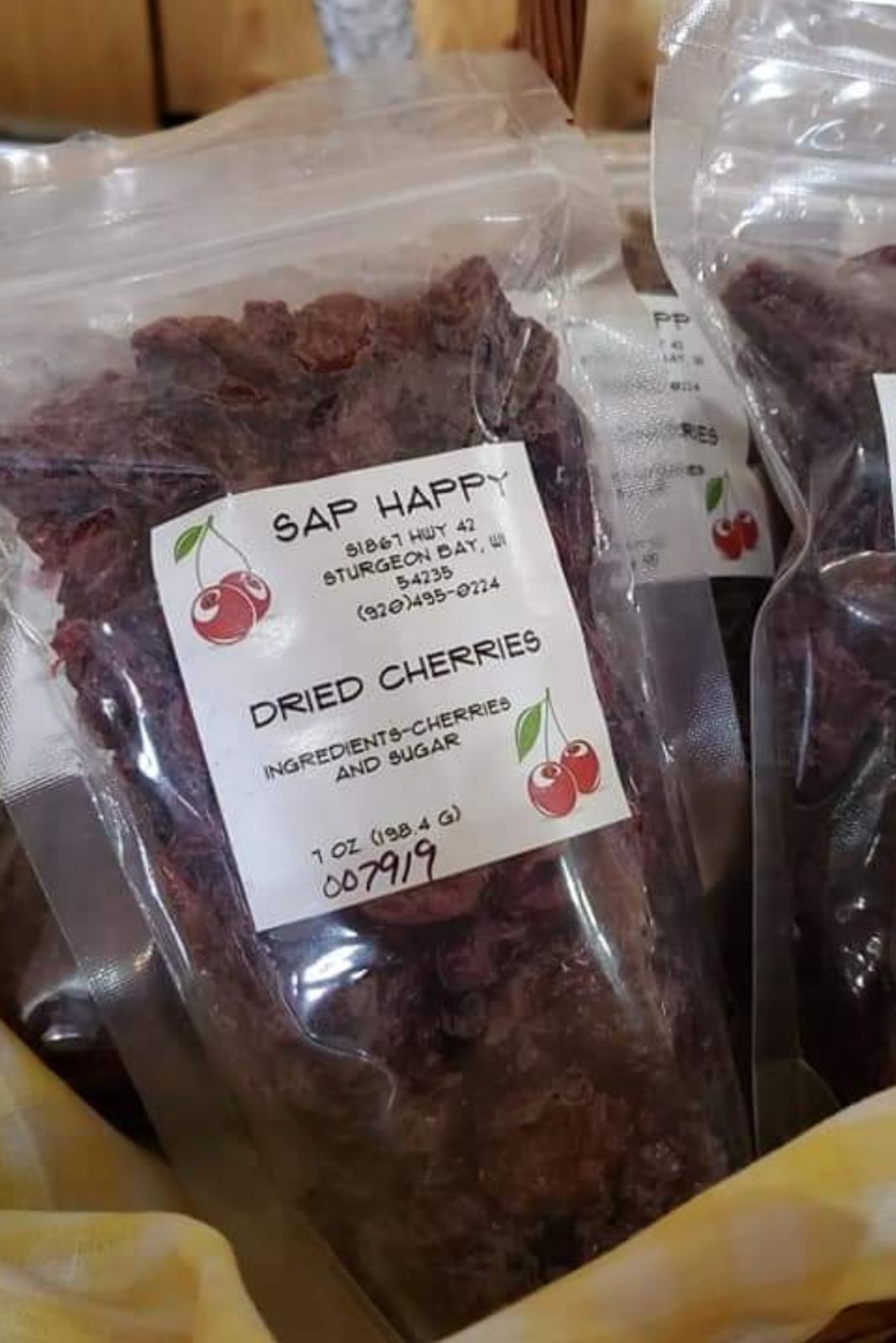 Door county Montmorency Dried cherries 7oz made by Sap Happy Maple Products